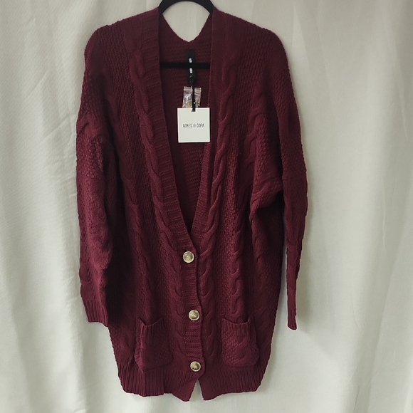 Agnes & Dora Red Knit Cardigan Sweater - Picture 1 of 3
